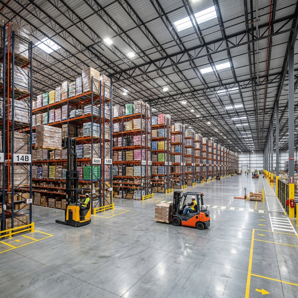 Warehouse Construction — High bay interior with racking